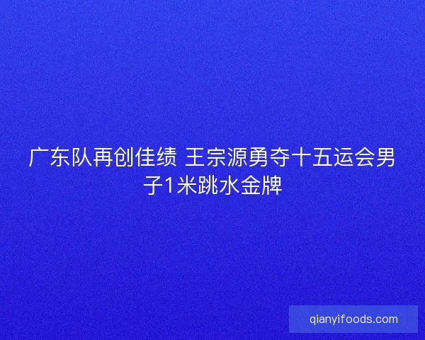 广东队再创佳绩 王宗源勇夺十五运会男子1米跳水金牌